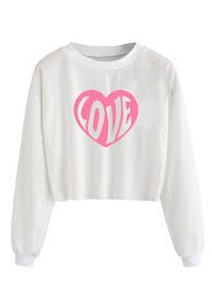 Women's Sweatshirt Heart Letter Pattern Long Sleeve Casual Sweatshirt
