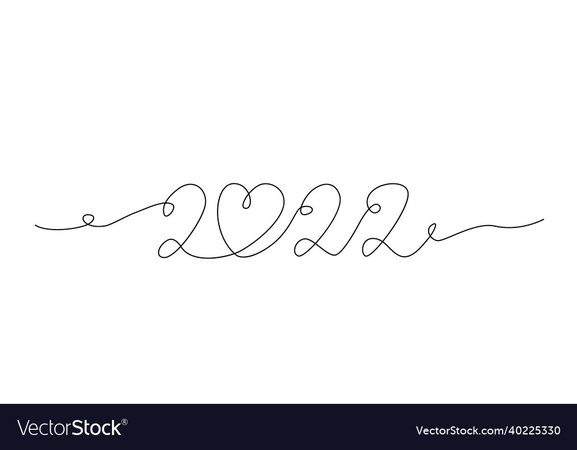 2022 the number of the and new year with a heart Vector Image
