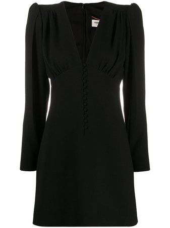 Shop black Saint Laurent V-neck long-sleeved dress with Express Delivery - Farfetch