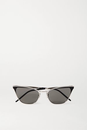Silver Cat-eye silver-tone and acetate sunglasses | SAINT LAURENT | NET-A-PORTER