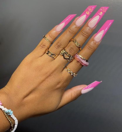 pink lipstick nails