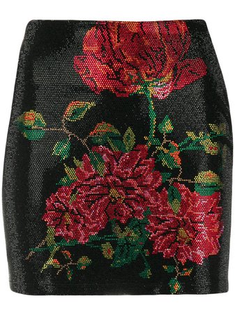Philipp Plein rhinestone floral mini skirt - FARFETCH