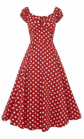 Collectif Dolores 50s Style Red and White Polka Dot Doll Dress – Cherry Red Vintage