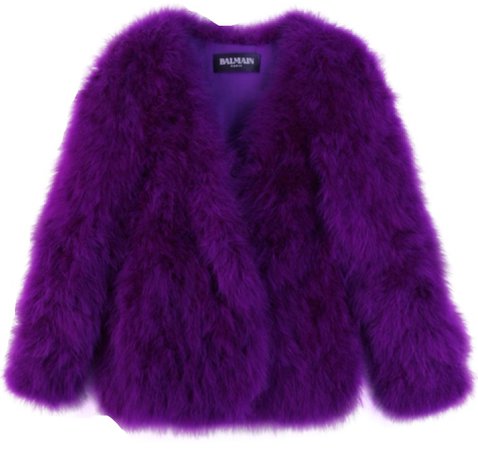 purple fluffy jacket