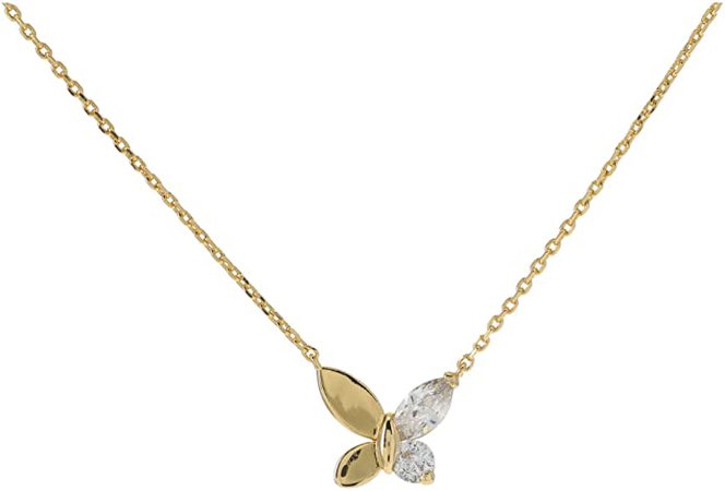 Amazon.com: Kate Spade New York Social Butterfly Mini Pendant Necklace Clear/Gold 1 One Size : Clothing, Shoes & Jewelry