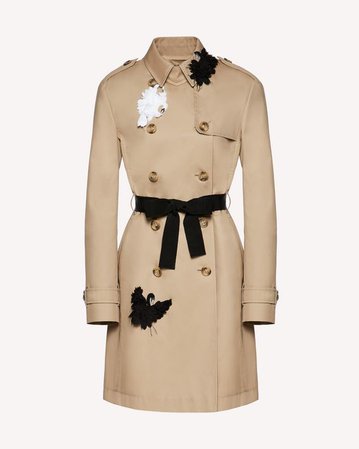 Red Valentino Swan Embroidered Trench Coat
