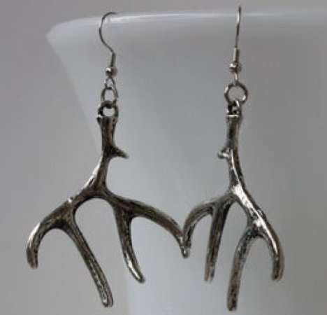 silver antler earring