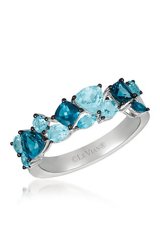 Le Vian® 1/5 ct. t.w. Blue Topaz, 1/5 ct. t.w. Deep Sea Blue Topaz™ Ring in 14K Vanilla Gold®