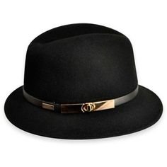 Betmar Black Darcy Felt Gold Buckle Fedora Hat