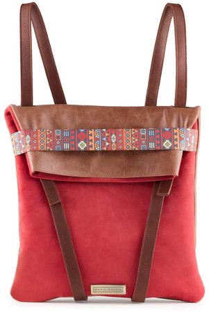 Maria Maleta Backpack Red & Brown Casual