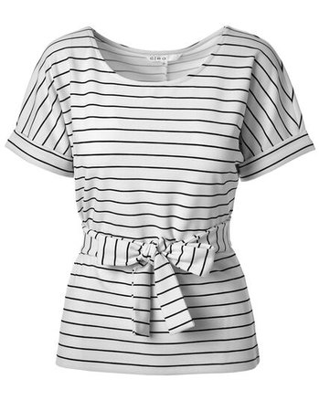 White Striped Front Tie Top | Cleo