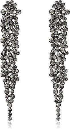 Amazon.com: EVER FAITH Austrian Crystal Art Deco Statement Earring, Banquet Prom Long Chandelier Dangle Earrings for Woman Grey Black-Tone: Clothing, Shoes & Jewelry