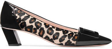 Belle Vivier Decollete Leopard-print Calf Hair And Patent-leather Pumps - Leopard print