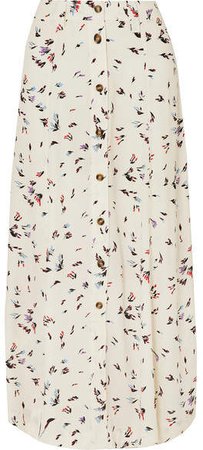 Floral-print Crepe Maxi Skirt - White