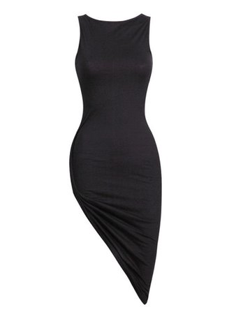 Black Sleeveless Asymmetrical Bodycon Dress