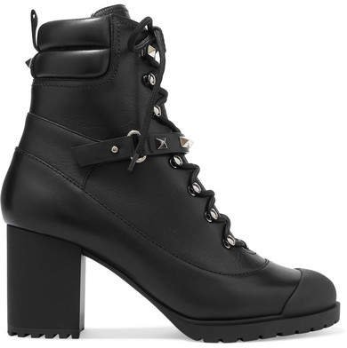 Garavani Rockstud 95 Leather Ankle Boots - Black
