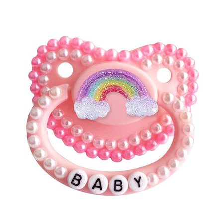 Rainbow Baby Deco Adult Pacifier Pink ABDL Ageplay | DDLG Playground