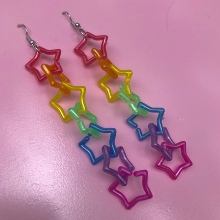 🌈⭐️Y2K rainbow star chain earrings ⭐️🌈 ✨each chain... - Depop