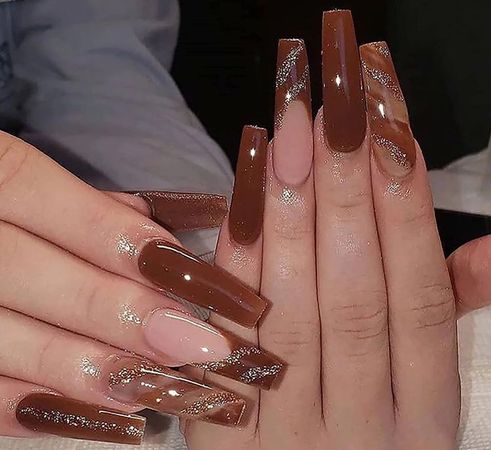 Luxury French Tip Coffee Nails