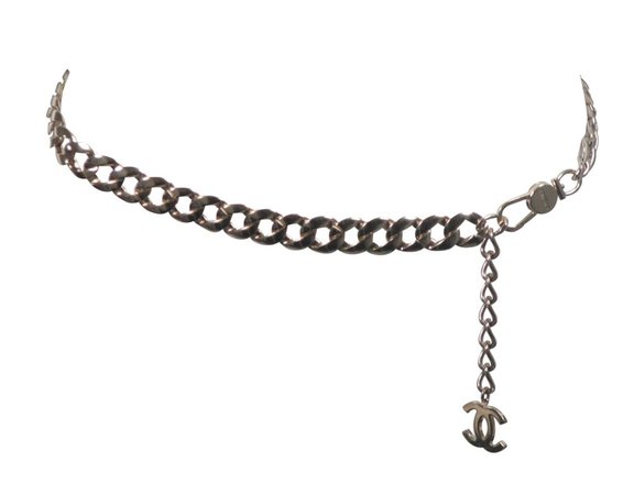 chanel silver chain belt