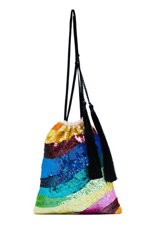 Attico Sequin Tassel Rainbow Bracelet Bag