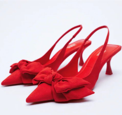 zara red bow shoes