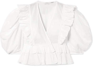 Elodie Cropped Ruffled Cotton-voile Blouse - White