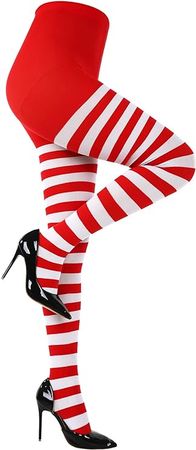 Amazon.com: Sumind 3 Pairs Christmas Striped Tights Full Length Tights Thigh High Stocking for Christmas Halloween Costume Accessory(Red White Stripe, Green White Stripe, Green Red Stripe, Adult Size) : Clothing, Shoes & Jewelry
