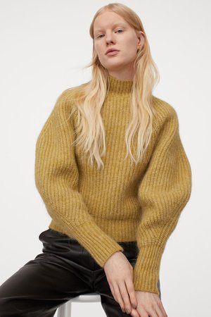 Ribbed wool-blend jumper - Yellow-beige - Ladies | H&M GB