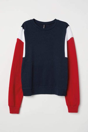 Sweatshirt with Printed Design - Blue