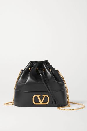 Black VLOGO leather bucket bag | Valentino | NET-A-PORTER