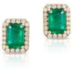 Effy Diamond, Emerald and 14K Yellow Gold Stud Earrings