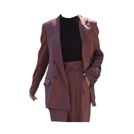 black shirt top burgundy red purple blazer tailored shorts suit full outfit png