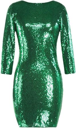 Amazon.com: IDOPIP Sparkly Sequin Bodycon Dress for Women Long Sleeve 70s Cocktail Party Outfits Crew Neck Glitter 3/4 Sleeve Dresses : Clothing, Shoes & Jewelry