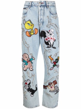 Shop Philipp Plein Looney Tunes loose-cut jeans with Express Delivery - FARFETCH