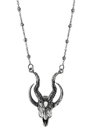 Gothic 3D SILVER CRESCENT SKULL Pendant - Restyle