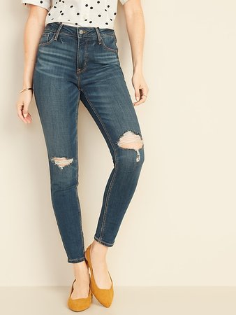 High-Waisted Rockstar Distressed Super Skinny Jeans For Women | Old Navy