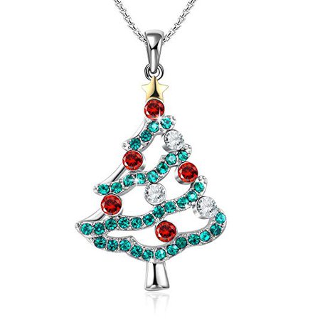 Christmas Tree Pendant Necklace with Swarovski Blue Crystals Birthday for Mom Wife Girlfriend: Amazon.ca: Jewelry