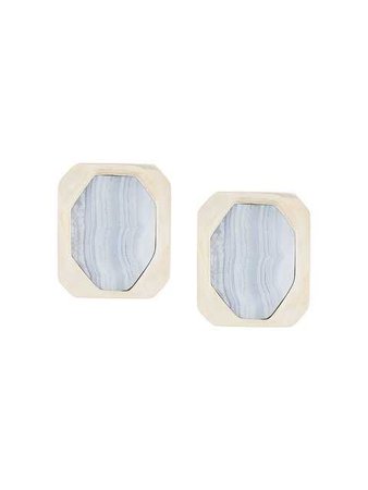 Liya Blue Lace Agate Earrings - Farfetch