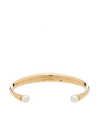 Chloé faux-pearl cuff bracelet gold CHC17SF946CH5 - Farfetch