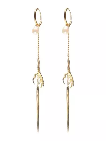 Wouters & Hendrix Gold 18kt Yellow Gold 'Spikes, Pearls And Claws' Earrings - Farfetch