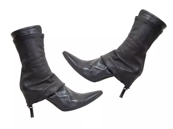 90s Dirk Bikkembergs Black Leather Stiletto Gaiter Boots / - Etsy Australia
