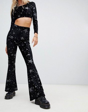 Rokoko velvet star print flared pants co-ord | ASOS