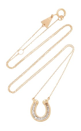 Horseshoe 14k Yellow Gold Diamond Necklace By Adina Reyter | Moda Operandi