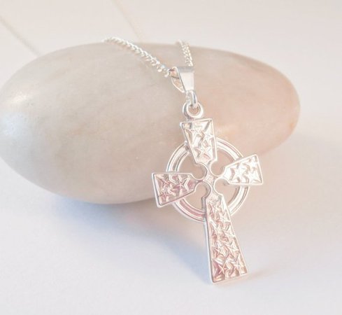 sterling silver Celtic cross necklace Irish cross necklace | Etsy