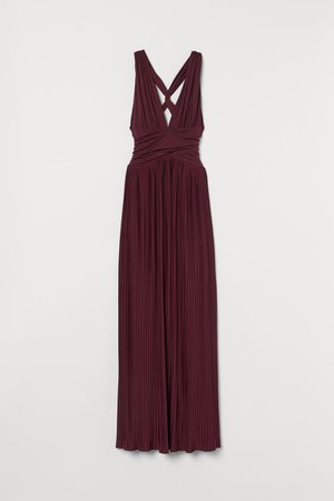 Pleated maxi dress - Plum red - Ladies | H&M GB