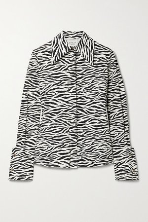 Zebra-print Cotton-twill Shirt - White