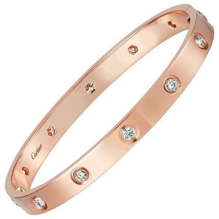 Cartier - Ten- Love Bracelet Screw System Contemporary Diamond Rose Gold | Diamond bracelet design, Love bracelets, Jewelry bracelets gold