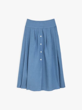 Persian blue linen long skirt