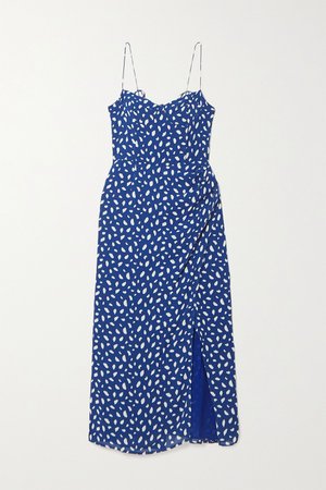 Blue Kourtney printed georgette midi dress | Reformation | NET-A-PORTER